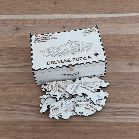 VRCHY A POHORIA - Drevené puzzle v krabičke