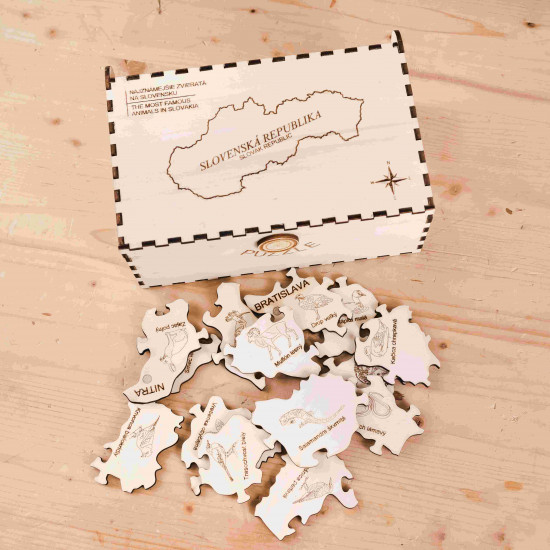 Drevené puzzle v krabičke - Zvieratá na Slovensku Drevené puzzle v krabičke - Zvieratá na Slovensku